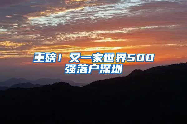 重磅！又一家世界500強(qiáng)落戶深圳