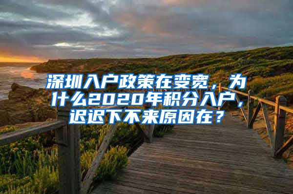 深圳入戶政策在變寬，為什么2020年積分入戶，遲遲下不來原因在？