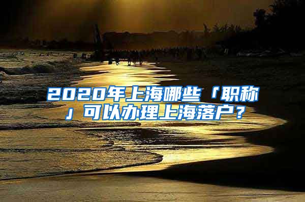 2020年上海哪些「職稱」可以辦理上海落戶？