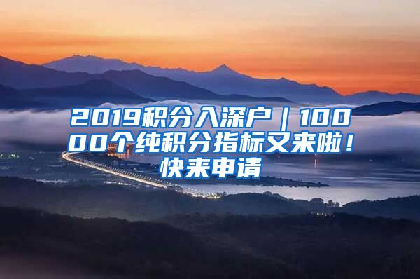 2019積分入深戶｜10000個(gè)純積分指標(biāo)又來啦！快來申請