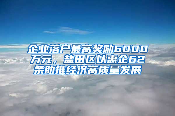 企業(yè)落戶最高獎勵6000萬元，鹽田區(qū)以惠企62條助推經(jīng)濟高質(zhì)量發(fā)展