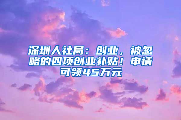 深圳人社局：創(chuàng)業(yè)，被忽略的四項創(chuàng)業(yè)補(bǔ)貼！申請可領(lǐng)45萬元