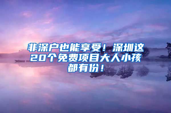 非深戶也能享受！深圳這20個免費項目大人小孩都有份！