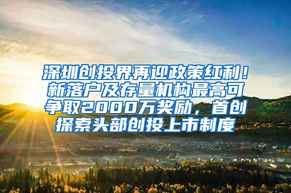 深圳創(chuàng)投界再迎政策紅利！新落戶及存量機構(gòu)最高可爭取2000萬獎勵，首創(chuàng)探索頭部創(chuàng)投上市制度