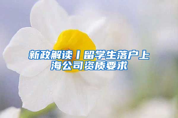 新政解讀丨留學生落戶上海公司資質要求