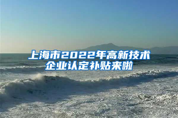 上海市2022年高新技術(shù)企業(yè)認(rèn)定補(bǔ)貼來(lái)啦