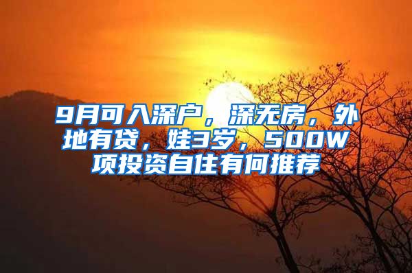 9月可入深戶，深無房，外地有貸，娃3歲，500W項(xiàng)投資自住有何推薦