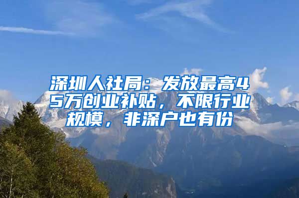 深圳人社局：發(fā)放最高45萬創(chuàng)業(yè)補(bǔ)貼，不限行業(yè)規(guī)模，非深戶也有份