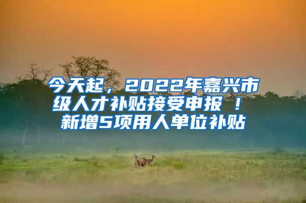 今天起，2022年嘉興市級(jí)人才補(bǔ)貼接受申報(bào) ! 新增5項(xiàng)用人單位補(bǔ)貼