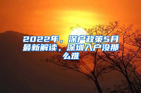 2022年，深戶政策5月最新解讀，深圳入戶沒那么難