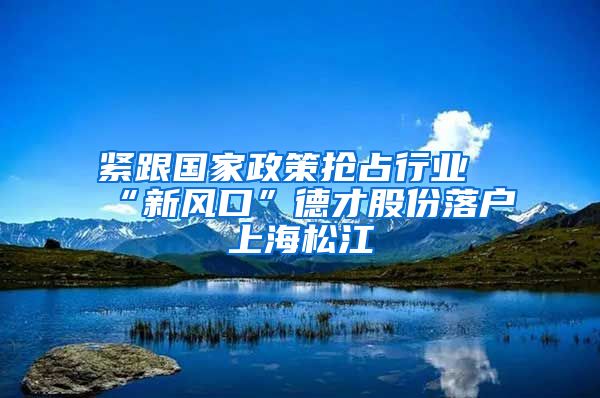 緊跟國家政策搶占行業(yè)“新風口”德才股份落戶上海松江