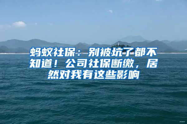 螞蟻社保：別被坑了都不知道！公司社保斷繳，居然對(duì)我有這些影響