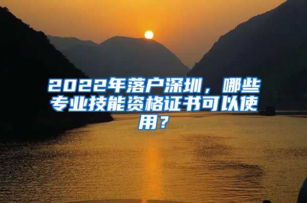 2022年落戶深圳，哪些專業(yè)技能資格證書可以使用？