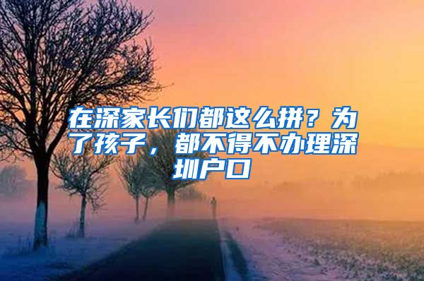 在深家長(zhǎng)們都這么拼？為了孩子，都不得不辦理深圳戶口