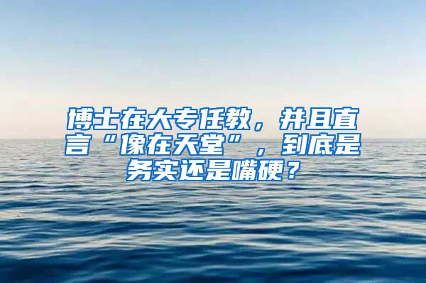 博士在大專任教，并且直言“像在天堂”，到底是務(wù)實(shí)還是嘴硬？