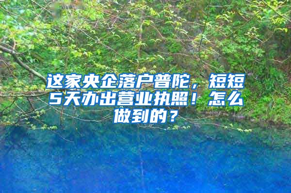 這家央企落戶普陀，短短5天辦出營業(yè)執(zhí)照！怎么做到的？