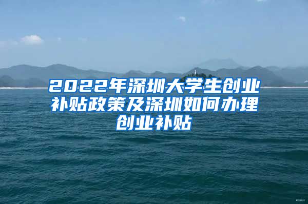 2022年深圳大學(xué)生創(chuàng)業(yè)補(bǔ)貼政策及深圳如何辦理創(chuàng)業(yè)補(bǔ)貼