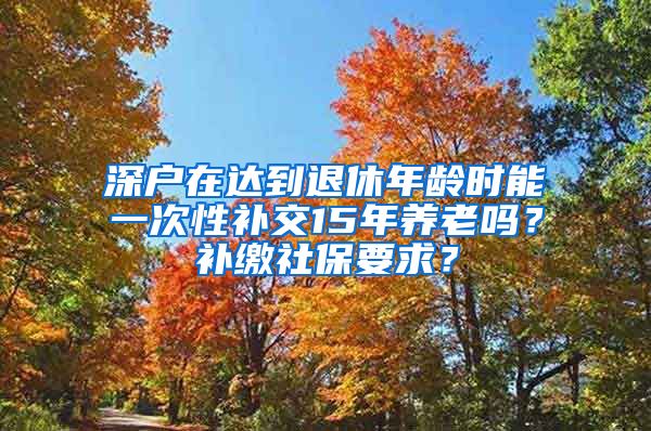 深戶在達到退休年齡時能一次性補交15年養(yǎng)老嗎？補繳社保要求？