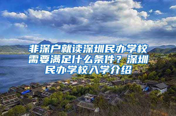 非深戶就讀深圳民辦學(xué)校需要滿足什么條件？深圳民辦學(xué)校入學(xué)介紹