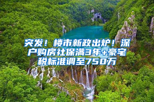 突發(fā)！樓市新政出爐！深戶購房社保滿3年+豪宅稅標(biāo)準(zhǔn)調(diào)至750萬