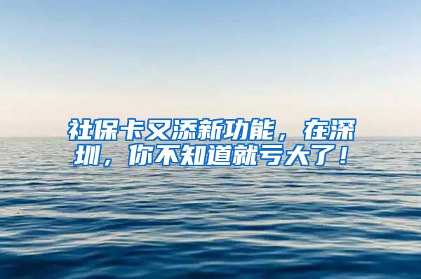 社?？ㄓ痔硇鹿δ?，在深圳，你不知道就虧大了！