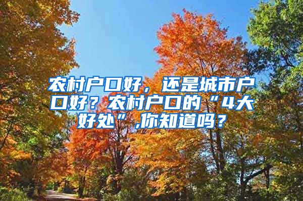 農(nóng)村戶口好，還是城市戶口好？農(nóng)村戶口的“4大好處”,你知道嗎？