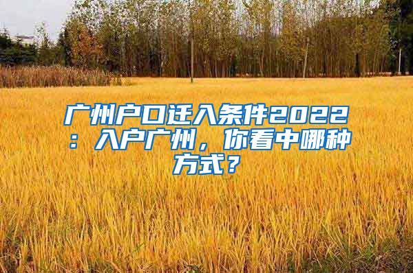 廣州戶口遷入條件2022：入戶廣州，你看中哪種方式？