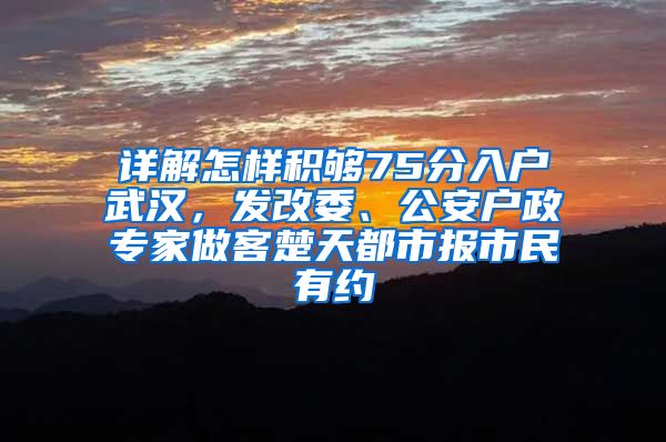 詳解怎樣積夠75分入戶武漢，發(fā)改委、公安戶政專家做客楚天都市報(bào)市民有約