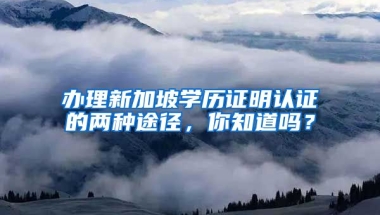 辦理新加坡學(xué)歷證明認證的兩種途徑，你知道嗎？