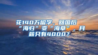 花140萬留學(xué)，回國(guó)后“海歸”變“海草”，月薪只有4000？