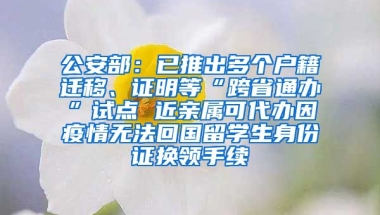 公安部：已推出多個(gè)戶籍遷移、證明等“跨省通辦”試點(diǎn) 近親屬可代辦因疫情無法回國留學(xué)生身份證換領(lǐng)手續(xù)