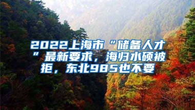 2022上海市“儲備人才”最新要求，海歸水碩被拒，東北985也不要