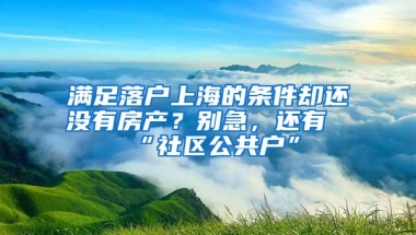 滿足落戶上海的條件卻還沒有房產(chǎn)？別急，還有“社區(qū)公共戶”