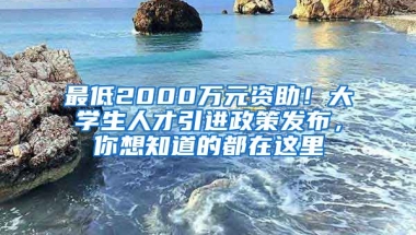 最低2000萬元資助！大學生人才引進政策發(fā)布，你想知道的都在這里