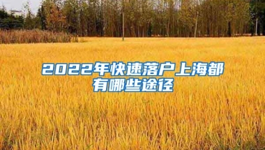 2022年快速落戶上海都有哪些途徑