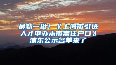 最新一批！《上海市引進人才申辦本市常住戶口》浦東公示名單來了