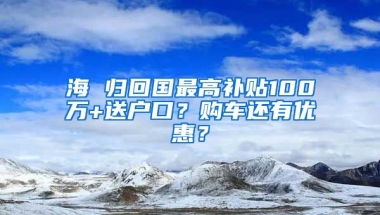 海 歸回國最高補貼100萬+送戶口？購車還有優(yōu)惠？