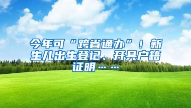 今年可“跨省通辦”！新生兒出生登記、開具戶籍證明……