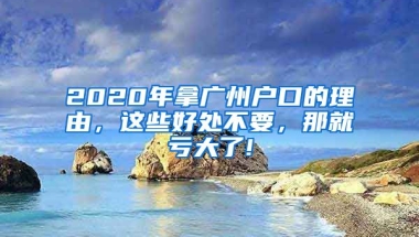 2020年拿廣州戶口的理由，這些好處不要，那就虧大了!