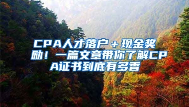 CPA人才落戶＋現(xiàn)金獎(jiǎng)勵(lì)！一篇文章帶你了解CPA證書到底有多香