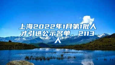 上海2022年1月第1批人才引進公示名單，2113人