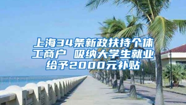 上海34條新政扶持個體工商戶 吸納大學生就業(yè)給予2000元補貼