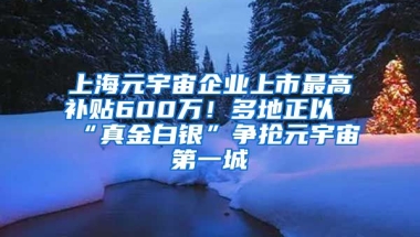 上海元宇宙企業(yè)上市最高補貼600萬！多地正以“真金白銀”爭搶元宇宙第一城