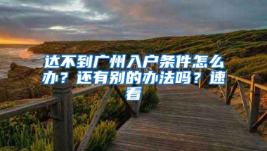 達(dá)不到廣州入戶條件怎么辦？還有別的辦法嗎？速看