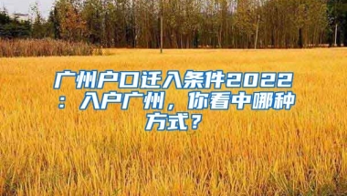 廣州戶口遷入條件2022：入戶廣州，你看中哪種方式？