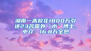 湖南一高校花1800萬(wàn)引進(jìn)23名國(guó)外“水”博士，中介：16.8萬(wàn)全包