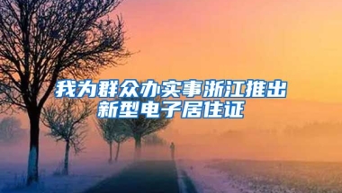 我為群眾辦實(shí)事浙江推出新型電子居住證