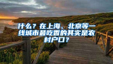 什么？在上海、北京等一線城市最吃香的其實是農(nóng)村戶口？