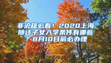 非滬籍必看！2020上海隨遷子女入學(xué)條件有哪些？8月10日前必辦理