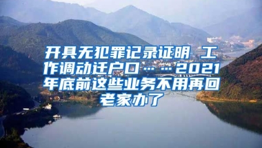 開具無犯罪記錄證明 工作調(diào)動(dòng)遷戶口……2021年底前這些業(yè)務(wù)不用再回老家辦了